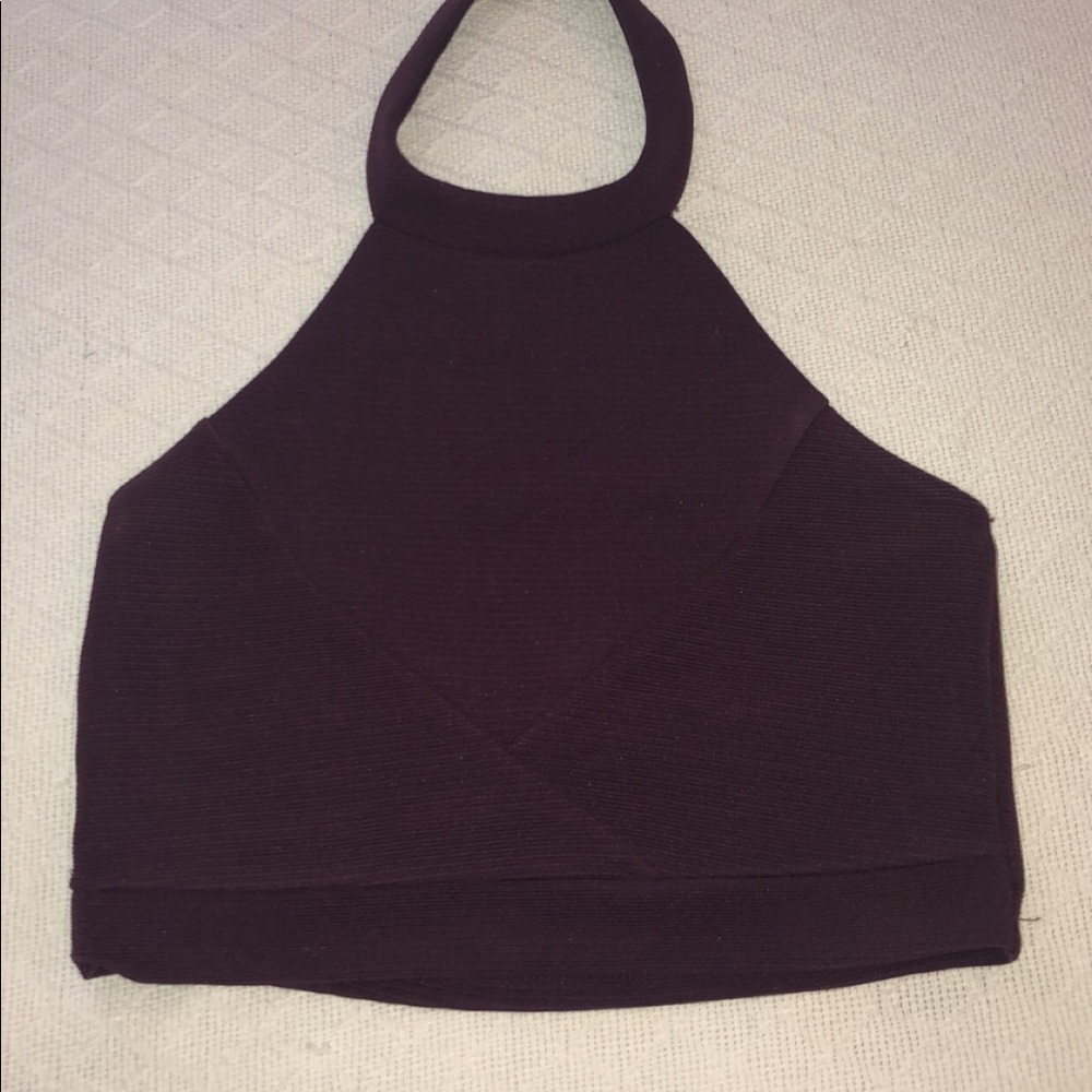 Crop top buttons around neck